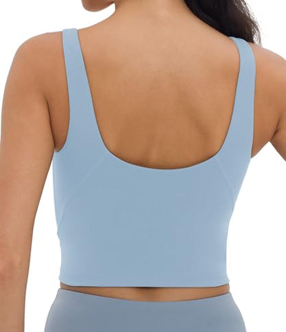 Foucome Nursing Tank Tops Longline Breastfeeding Workout Tops - color: Light Blue, size: Large