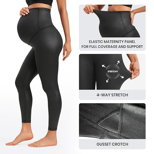 CRZ YOGA Maternity Leggings 25" - color: Black Foil Pattern, size: X-Small