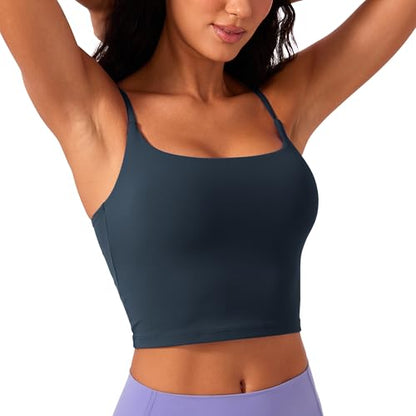 CRZ YOGA Butterlift Scoop Neck Crop Tank Top - color: True Navy, size: Small