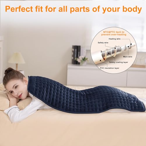 Heating Pad,Electric Heating Pads,Heating Pad for Back,DarkBlue,40x20 Inch - color: Darkblue, size: 40x20 Inch