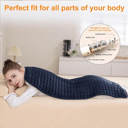 Heating Pad,Electric Heating Pads,Heating Pad for Back,DarkBlue,40x20 Inch - color: Darkblue, size: 40x20 Inch