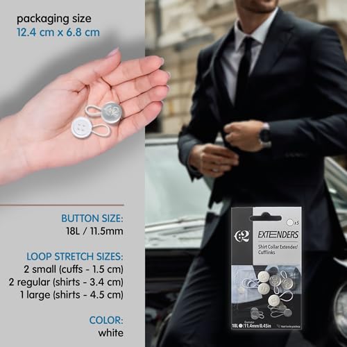 C2 5Pcs Shirt Button Extenders - White - S/M/L - 18L