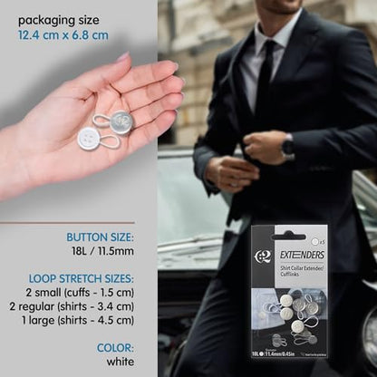 C2 5Pcs Shirt Button Extenders - White - S/M/L - 18L