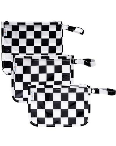 babygoal TSA Approved Black Plaid Clear Travel Organizer Bags 3 Pack - color: Black Plaid