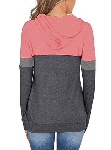 MixShe Women’s 2026 Fall Long Sleeve Hoodie Pullover Sweatshirt Lightweight Casual Tops Blouse - color: Pinkgray, size: Medium
