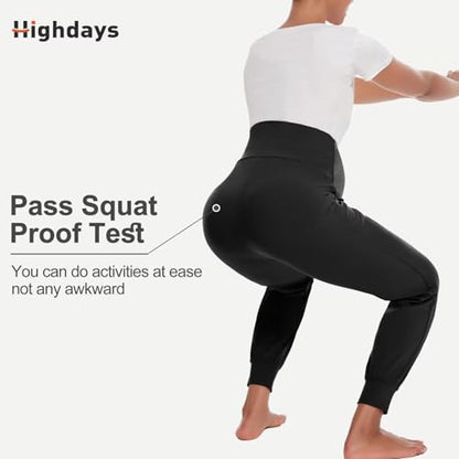 HIGHDAYS Maternity Pants with Pockets, Over Belly Thick Pregnancy Leggings - color: Black, size: Large