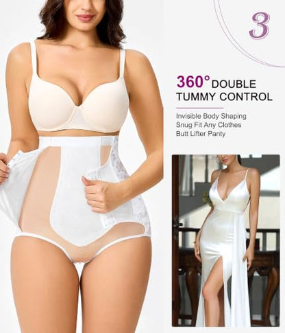 YERKOAD Tummy Control Shapewear for Women High Waist Butt Lifting Panties - color: White, size: Small