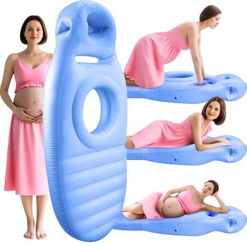 Inflatable Pregnancy Pillow with Belly & Head Hole,Pregnancy Float - color: Blue 1