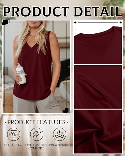 4 Pack Womens Nursing Tank Tops - color: Black, White, Navy, Burgundy, size: X-Large