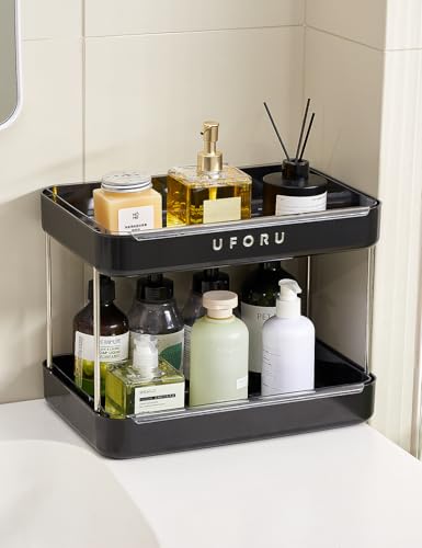 UFORU Countertop Coffee Station Organizer,Cup Rack,Mug & Wine Glass Holder - color: Black