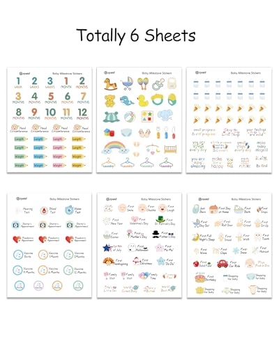 Ezyaid Baby Milestone Planner Stickers for First Year, 6 Sheets