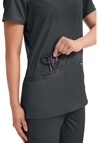 Cherokee WW Revolution Medical Women's Scrub Top V-Neck 3-Pocket Scrubs - color: Black, size: Medium