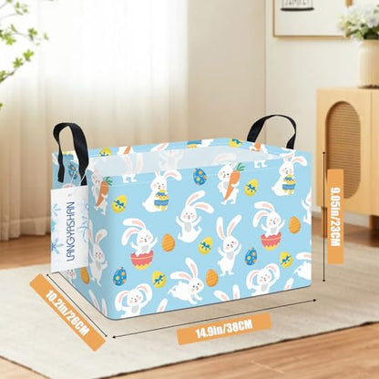 Rectangular Collapsible Rabbit Storage Basket Nursery Toy Organizer - color: Rec Blue Rabbit Easter Egg