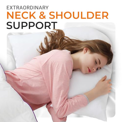 Cheer Collection Oversized V-Shaped Pillow, L-Shaped Pillow for Neck and Shoulder Support, Curved Body Pillow with Removable Pillowcase - size: Large