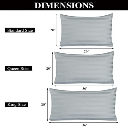 100% Egyptian Cotton King Size Pillow Protectors with Zipper Set of 4 - color: Striped Gray, size: King 4pack