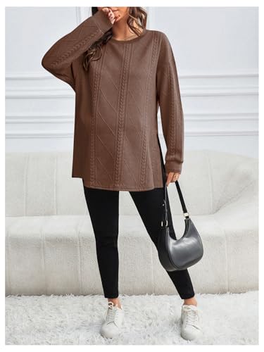 MakeMeChic Women's Maternity Sweatshirt Split Fall Maternity Clothes Tops - color: Brown, size: Small