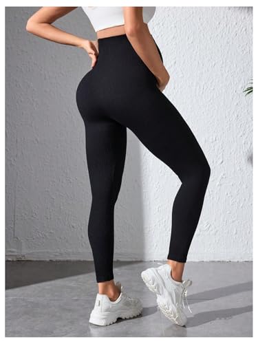 OYOANGLE Maternity High Waisted Ribbed Leggings Over The Belly Yoga Pants - size: Large