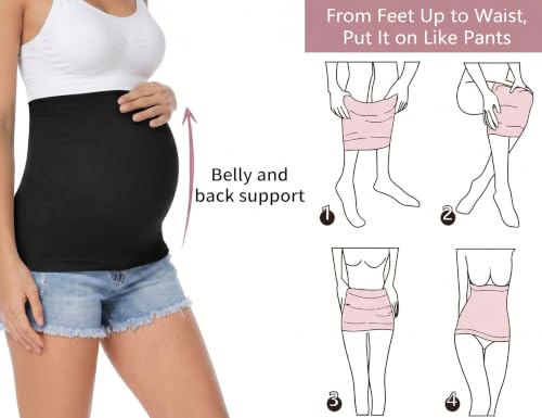 Rheane Pregnancy Belly Band Maternity Clothes (Black+Grey 1) - color: E. Black+Grey, size: 1
