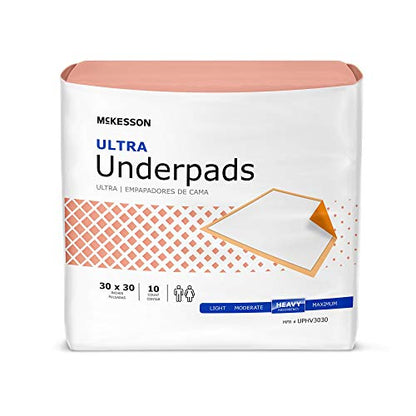 McKesson Ultra Underpads, Heavy Absorbency, Peach, 30 x 30 in, 100 ct - size: 30x30 Inch