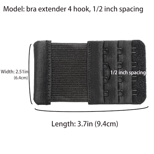 SAMGU Women's Bra Extenders 2 Hook/3 Hook/4 Hook/5 Hook/6 Hook Soft Stretchy - color: 4 Hook 1/2 Inch Spacing, Multicolor