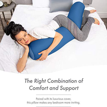 Microbead Body Pillow, Side Sleeping & Pregnancy, 48x8 in, Peacock Blue - color: Peacock Blue, size: Pillow & Cover