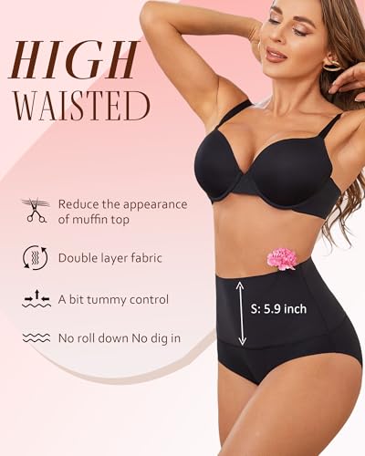 Tummy Control Underwear for Women High Waisted Seamless Panties 4 Pack - color: Black*4, size: Medium