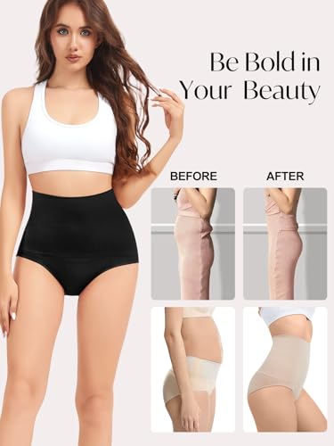 OVRUNS Tummy Control Shapewear Panties for Women High Waisted Compression Underwear C Section Postpartum Full Coverage Briefs - color: 3pack-black, size: Small