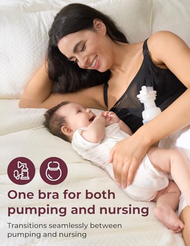 Momcozy Mesh Pumping Bra Hands Free, Plus Size Nursing Bras for Pumping - color: Black, size: Medium