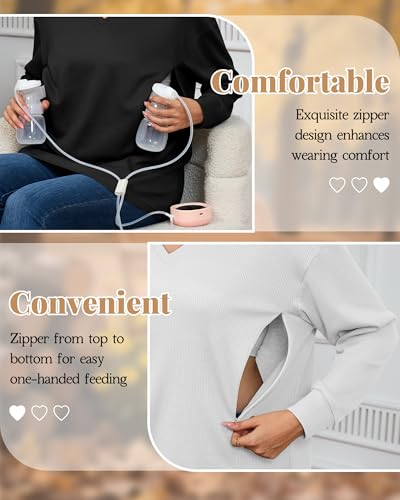 3 Pack Women's Nursing Sweatshirts, 3-Color, Small