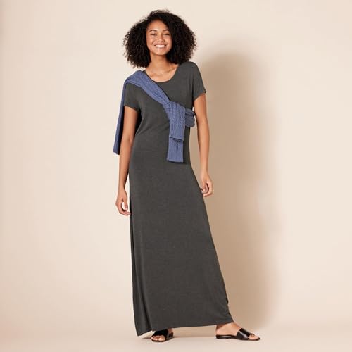 Amazon Essentials Women's Short-Sleeve Maxi Dress - color: Charcoal Heather, size: Small