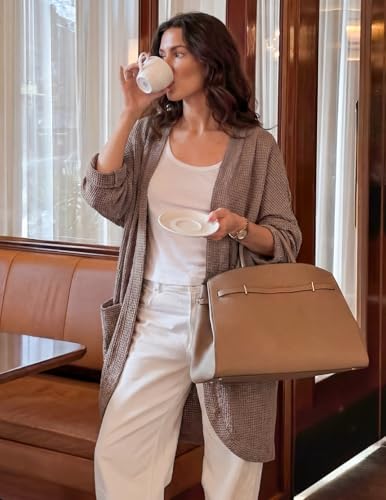 MEROKEETY Cardigan Sweaters for Women Oversized Long Cardigans Fall Outfits - color: Brown, size: Large