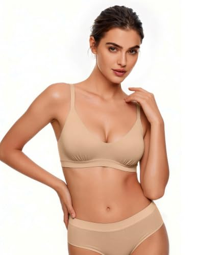 Women's Bralette Soft No Padding Comfort Sleep Bras - color: Nude, size: X-Small
