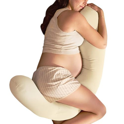 Frida Mom Compact Support 4-in-1 Cooling Pregnancy Pillow, Full Body, Ivory - color: Ivory