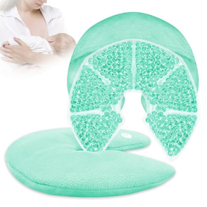 Hot Cold Gel Bead Breast Therapy Pack, Breast Ice Packs for Breastfeeding - color: #8 Blue