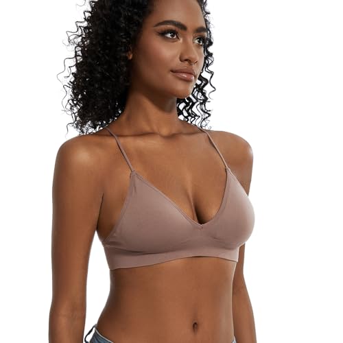 Seamless Bra for Women Low Back Bralette Wirefree Spaghetti Bra with Padded Removeable - color: Slate Violet, size: Small