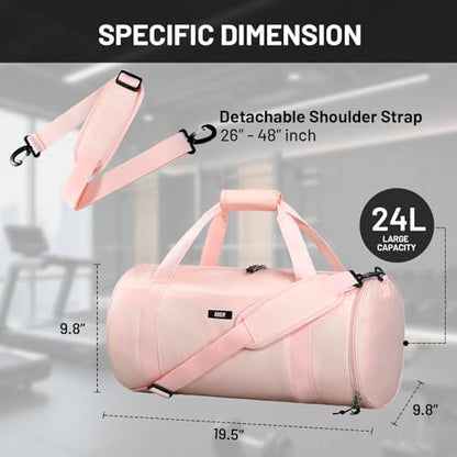 MIER Small Gym Duffle Bag with Shoe Compartment & Wet Pocket, 24L, Pink - color: pink, size: 24L