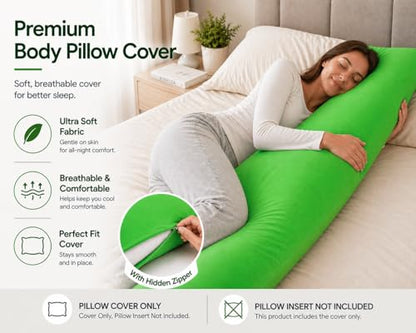 EVOLIVE Body Pillow Cover 21"x54", Microfiber Hidden Zipper (Classic Green) - color: Classic Green