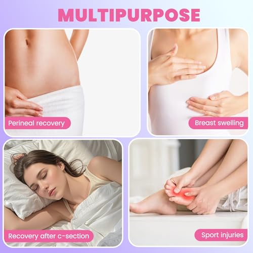 Reusable Postpartum Perineal Ice Pack - Hot & Cold Therapy Pads for Hemorrhoid Relief, Uterine Cramps, C-Section Recovery, Reduces Swelling - Hypoallergenic & Leak-Proof (Pink) - color: Pink