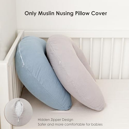 MairMore 2 Pack Muslin Baby Nursing Pillow Covers - color: Misty Blue