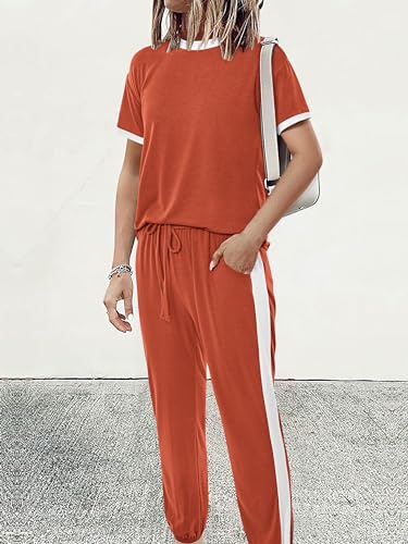 MASCOMODA Womens 2 Piece Outfits Summer Matching Lounge Sets Jogger Set - color: Orange, size: Medium