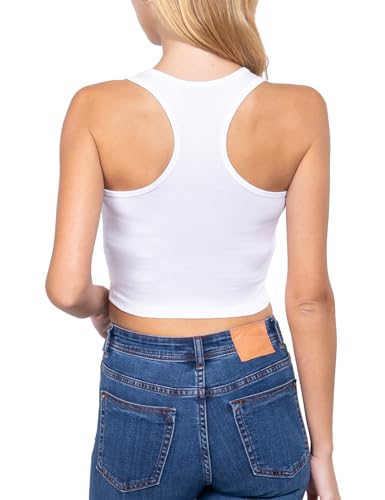 Women Sleeveless Racerback Crop Camisole Tank Tops Cotton Basic Shirts - color: 001-black-5, size: Medium