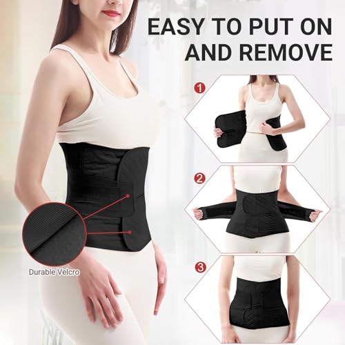 Trendyline Postpartum Belly Band Wrap: Adjustable Support Abdominal Binder - color: Black, size: Large