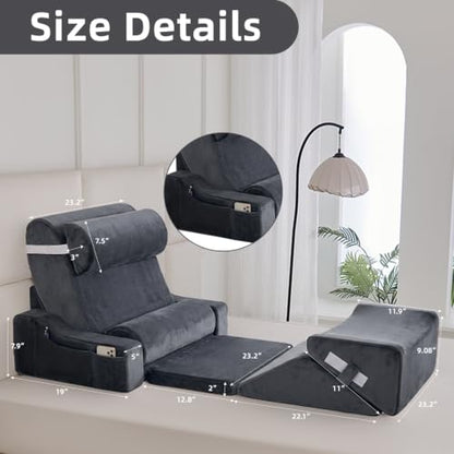 Wedge Pillow Set for After Surgery,Dark Grey,9PCS-23.2" - color: Dark Grey, size: 9PCS-23.2''