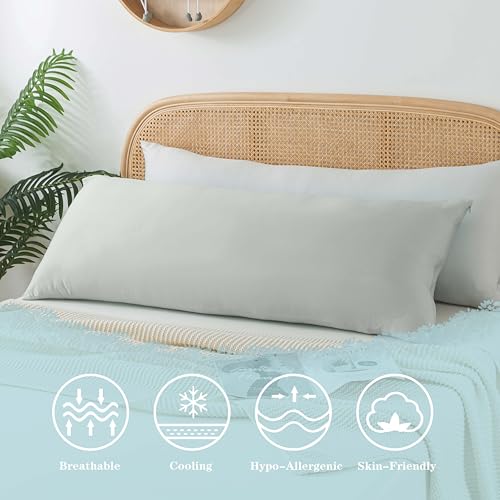 WhatsBedding Memory Foam Body Pillow with Cover, Long Bed Pillow for Adults - color: Cooling Grey