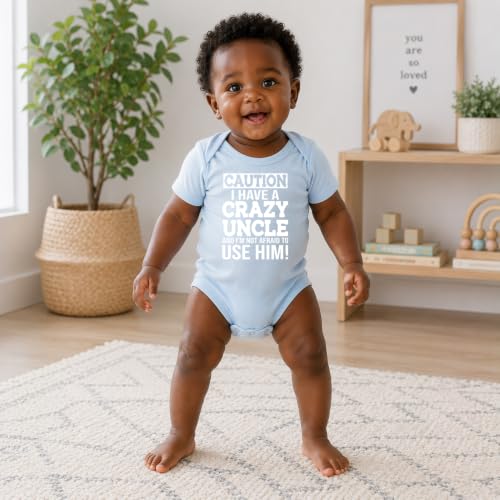 CBTwear Caution I Have a Crazy Uncle Funny Baby Bodysuit - color: Blue, size: Newborn