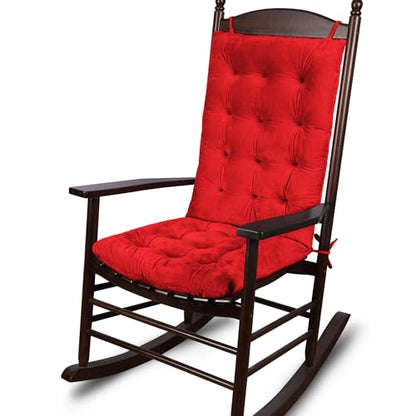 ELFJOY Rocking Chair Cushions Tufted High Back and Seat Cushion Red - color: Red