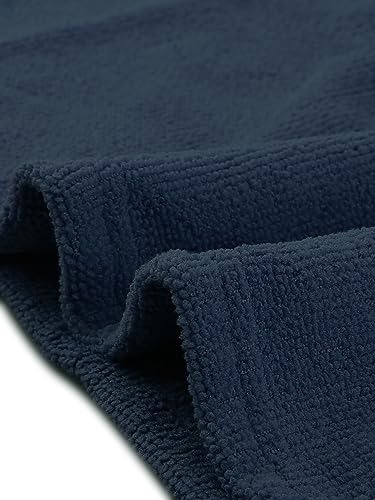 cheibear Women Terry Towel Dress Wrap Bathrobe with Pockets Headband - color: Navy, size: Medium