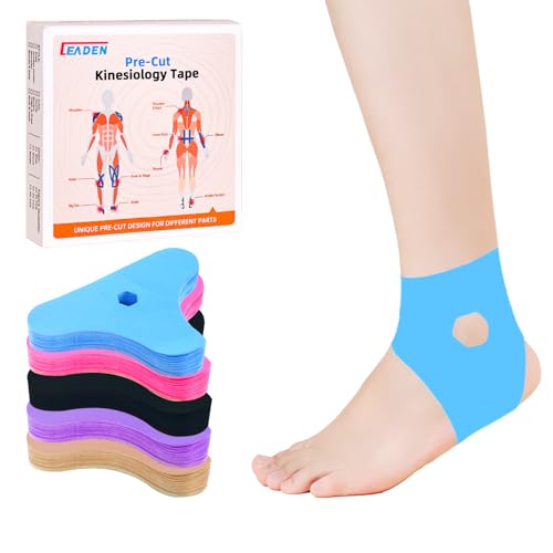 Precut Kinesiology Tape for Ankle, 20 Pcs, Blue - color: Blue