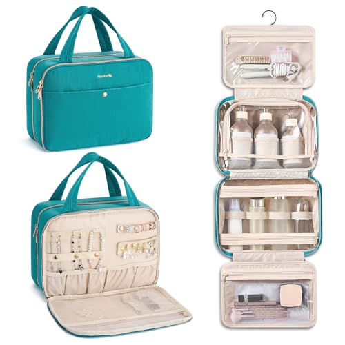 Hanke Hanging Travel Toiletry Bag for Women, Jewelry and Makeup Organizer - color: Turquoise Green