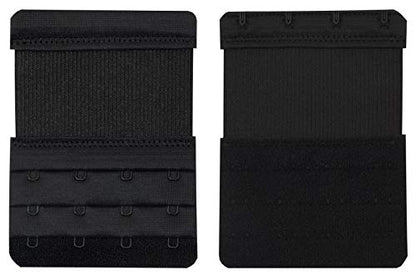 Tamlien 4 Hook Bra Extenders,Stretchy Soft Comfortable Bra Strap Extender - color: Black